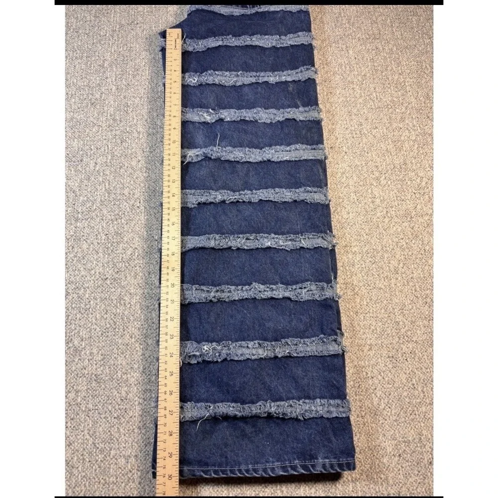 Ragged Jeans Y2K Wide Leg Blue Denim Striped Jeans Womens Size 26 - Picture 7 of 8
